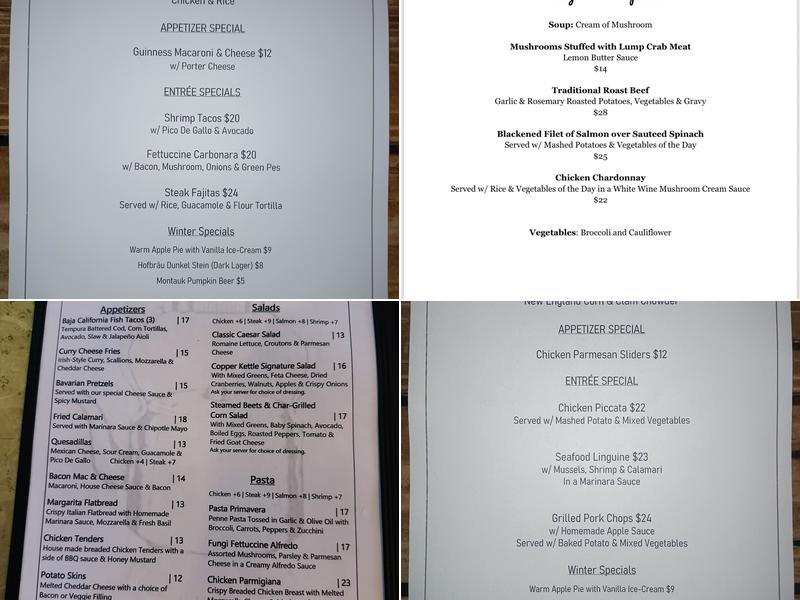 Copper Kettle Bar & Restaurant Menu