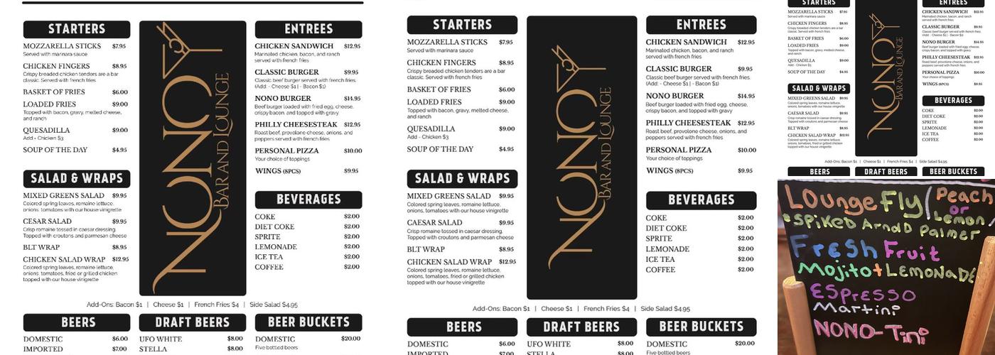 NoNo Lounge Menu