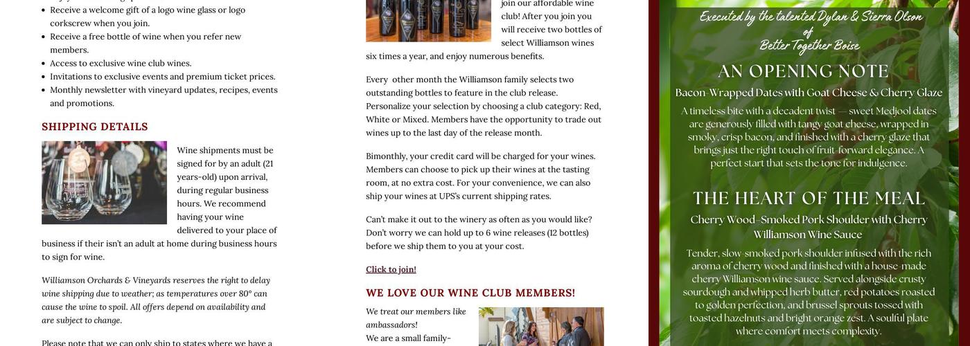 Williamson Orchards & Vineyards Menu