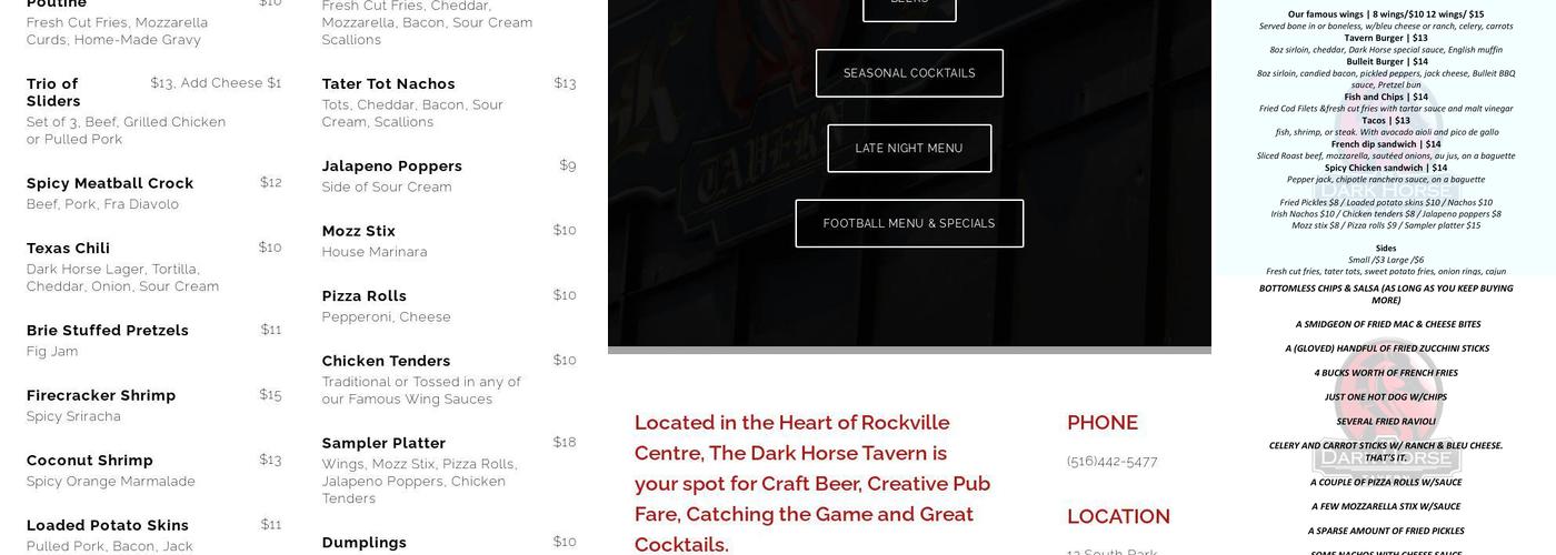 Dark Horse Tavern Menu
