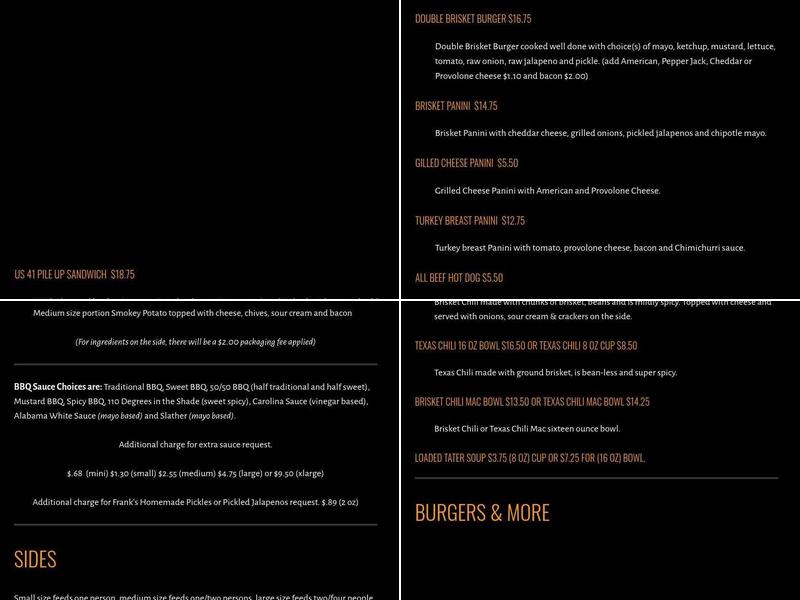Frank's Backyard BBQ Menu