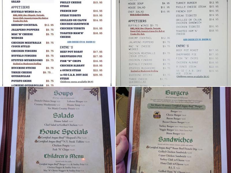 Yerman's Irish Pub Menu