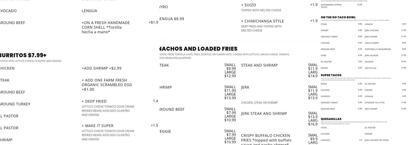 The Taco Place Menu
