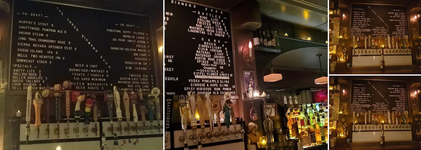 The Three Diamond Door Menu