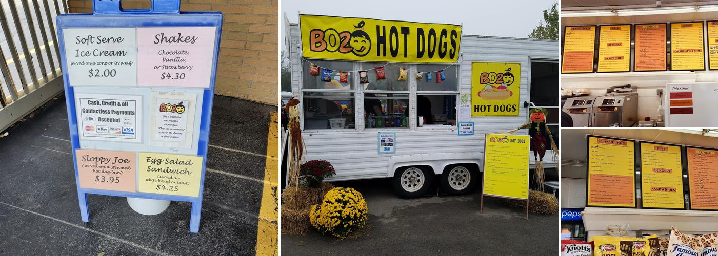 Boz Hot Dogs Menu