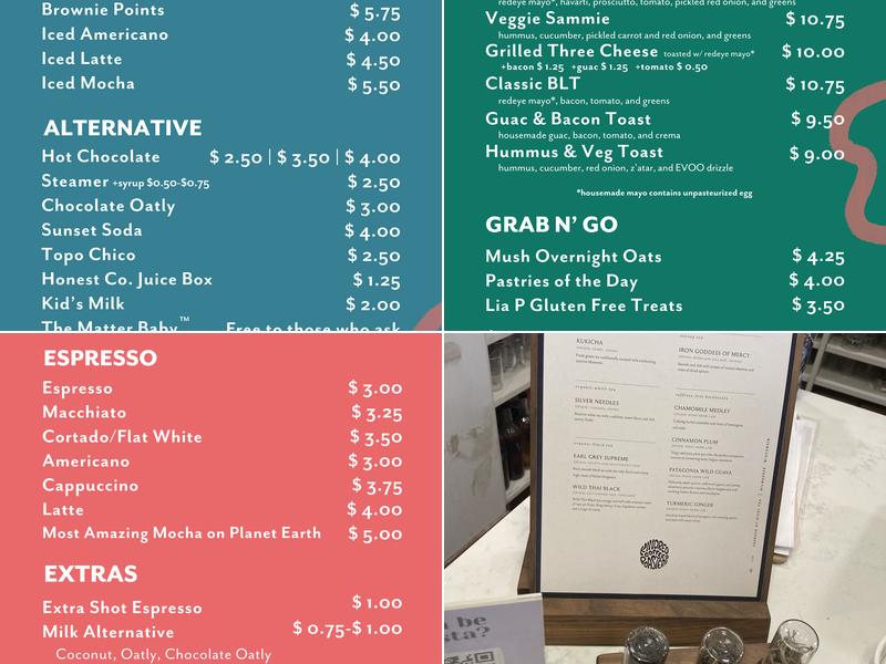 Kindred Coffee Roasters Menu