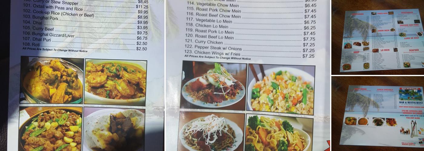 Berbice Menu