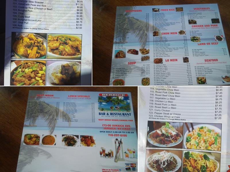 Berbice Menu