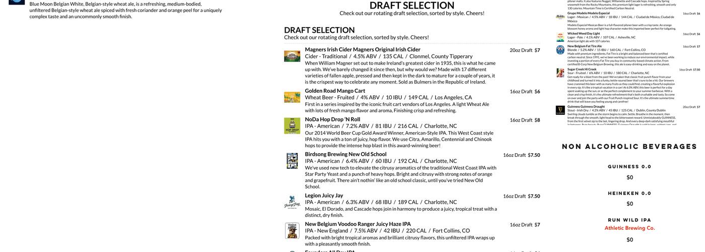 Courtyard Hooligans Menu