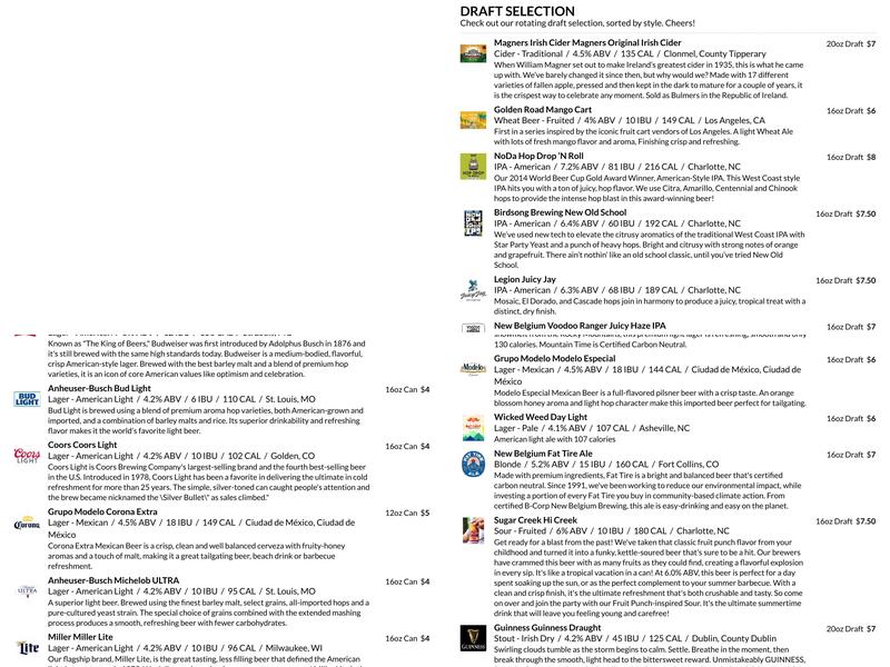 Courtyard Hooligans Menu