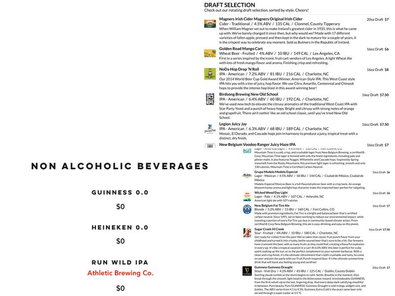 Courtyard Hooligans Menu