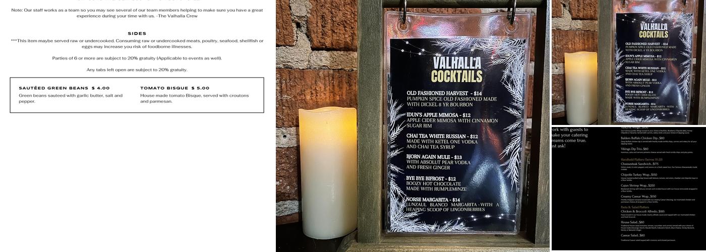 Valhalla Pub & Eatery Menu