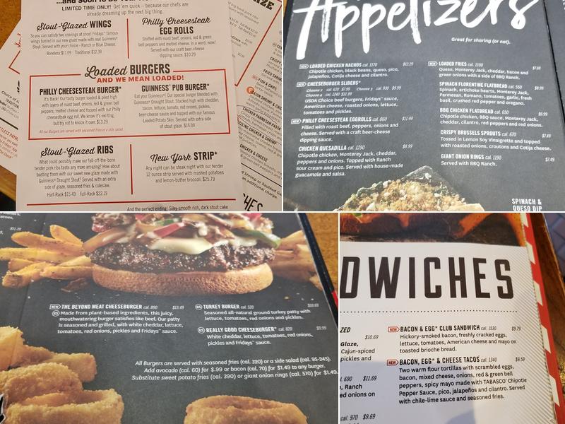 TGI Fridays Menu