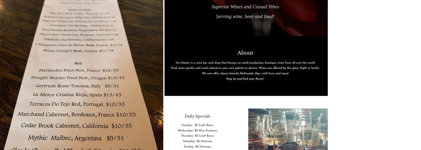 Vin Master Menu