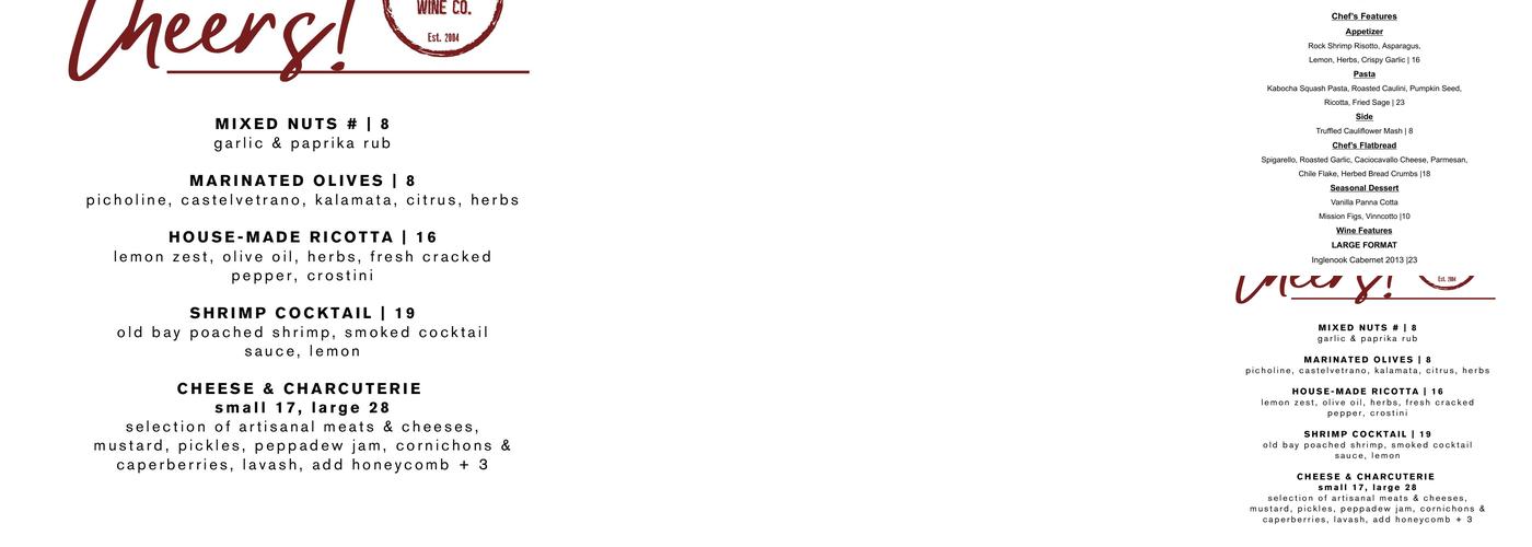 Foxcroft Wine Co. Dilworth Menu