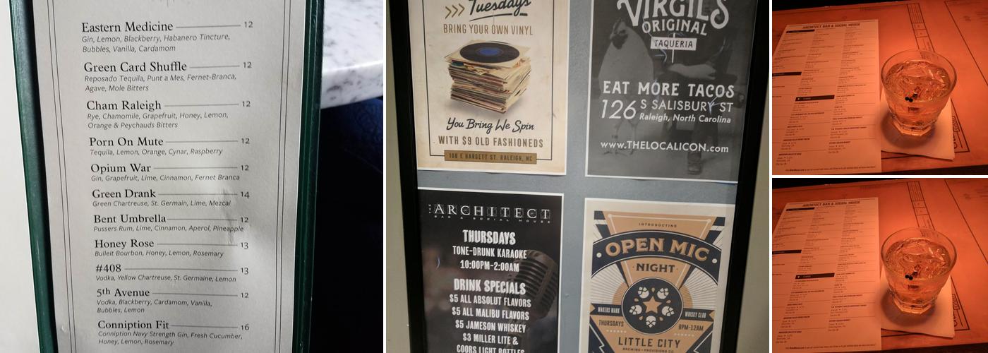 The Architect Bar & Social House Menu