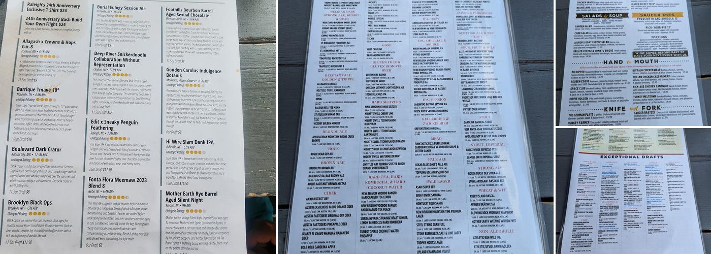 Flying Saucer Draught Emporium Menu