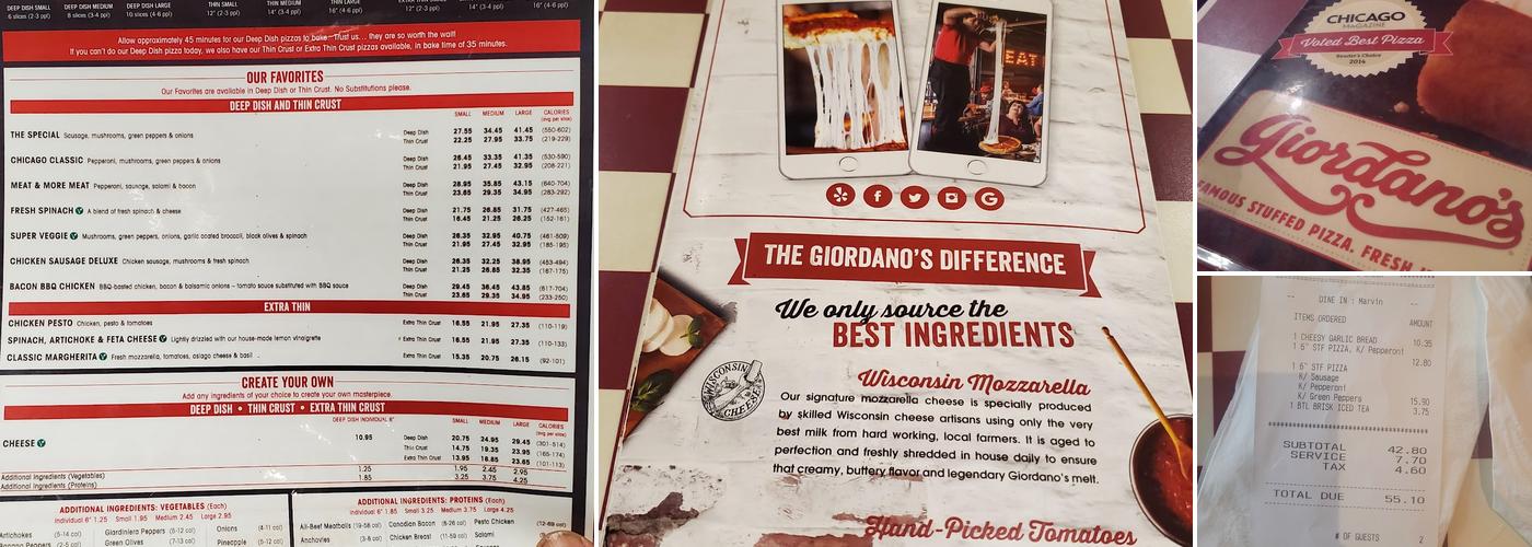 Giordano's Menu