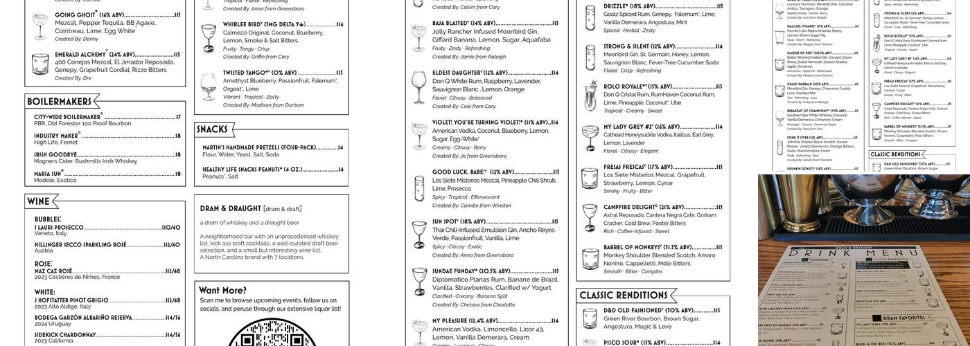 Dram & Draught Menu