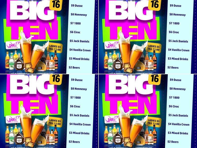 One 17 Sofa Bar & Lounge Menu