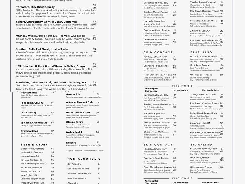 Rioja! A Wine Bar Menu