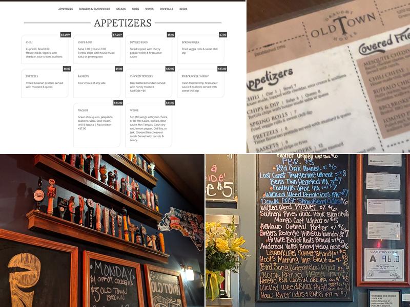 Old Town Draught House Menu