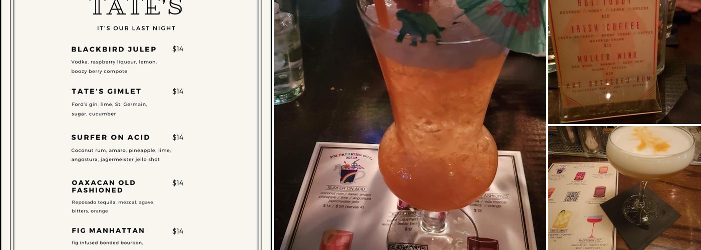 Tate's Craft Cocktails Menu