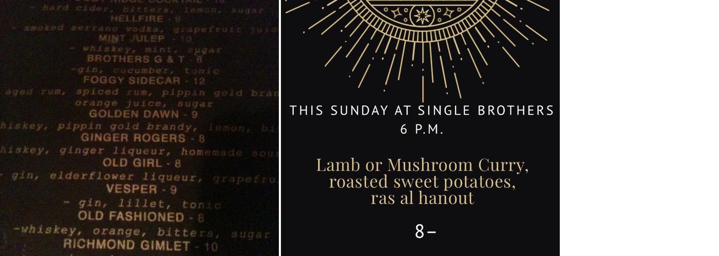 Single Brothers Menu