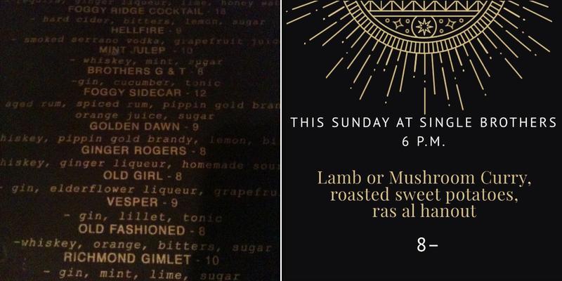 Single Brothers Menu