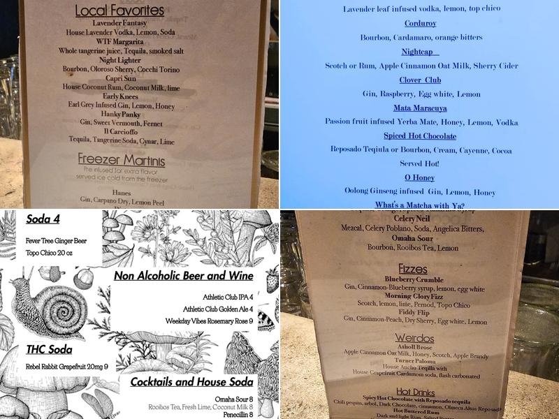 Fair Witness Fancy Drinks Menu