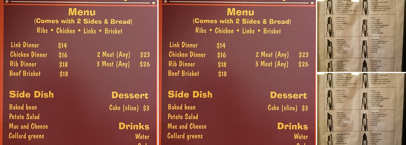 West End Opera House Menu