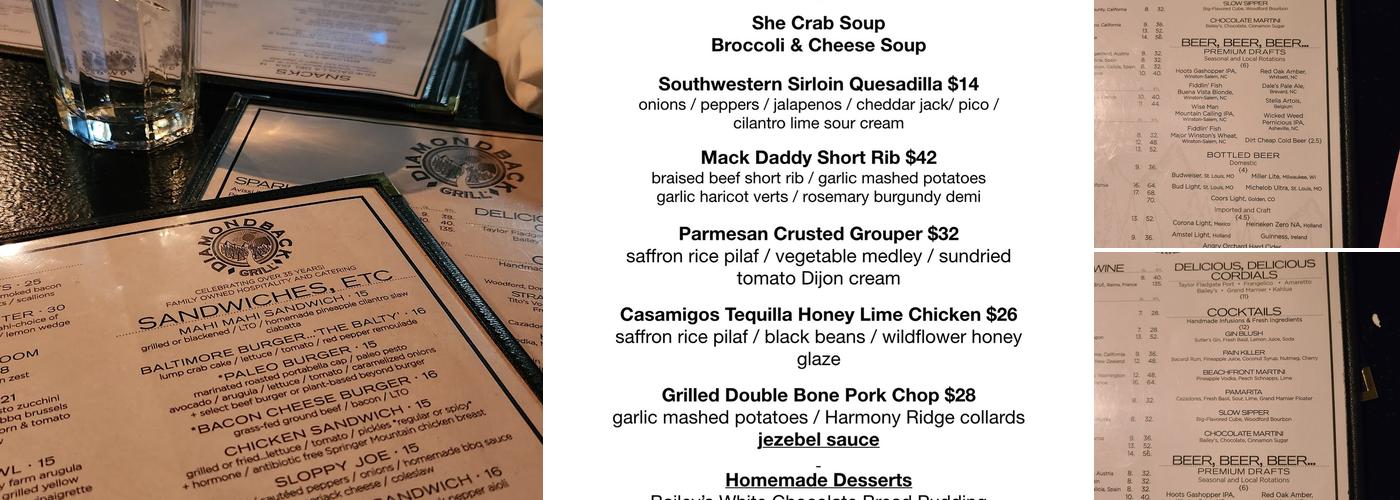 Diamondback Grill Menu