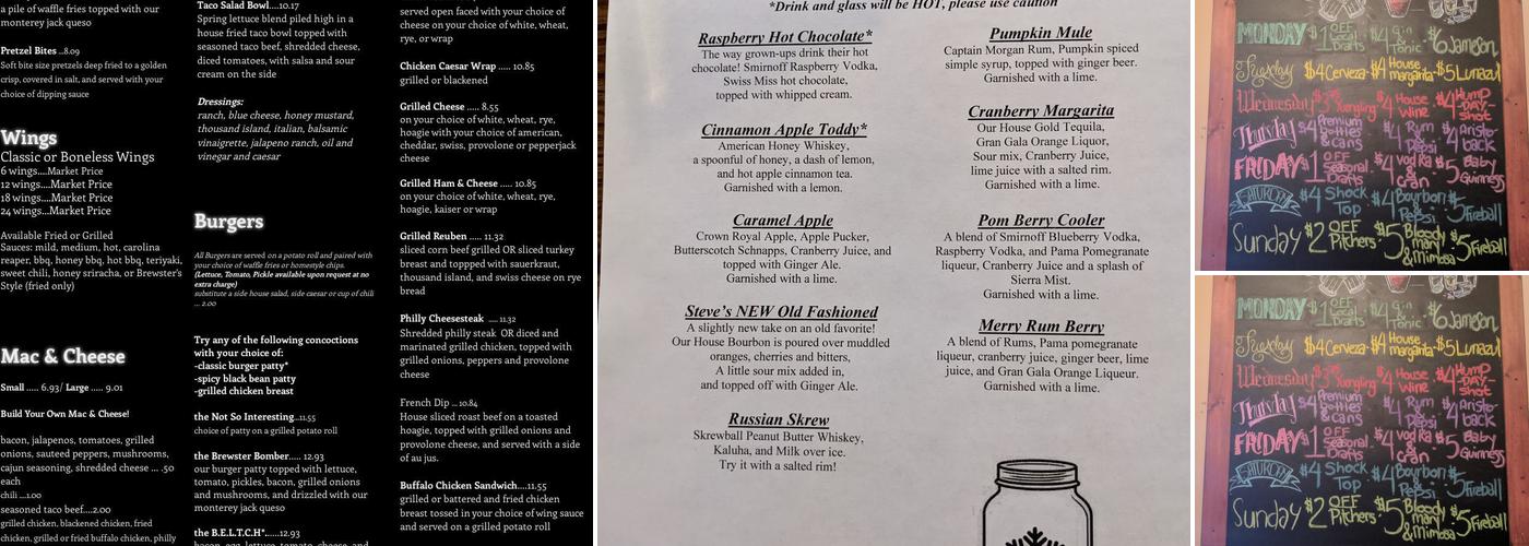 Brewster's Pub Menu