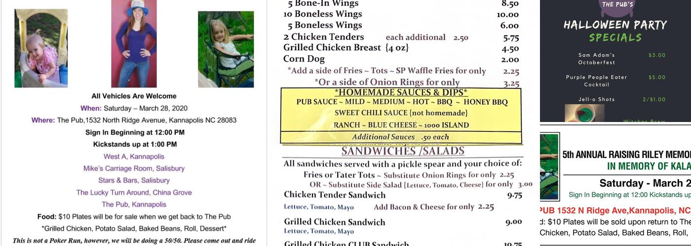 The Pub Menu