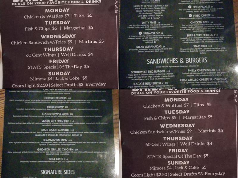 STATS Restaurant & Bar Menu