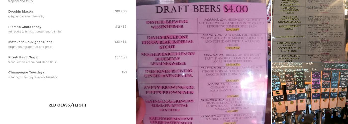 The Wine Vault Menu