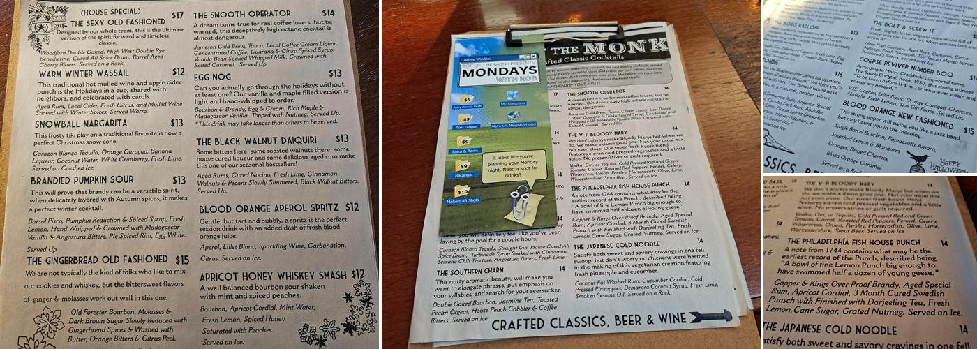 Top of the Monk Menu