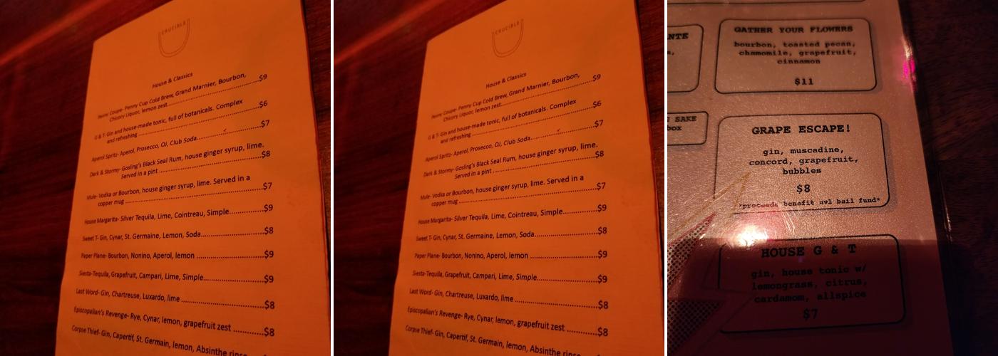 Crucible Menu