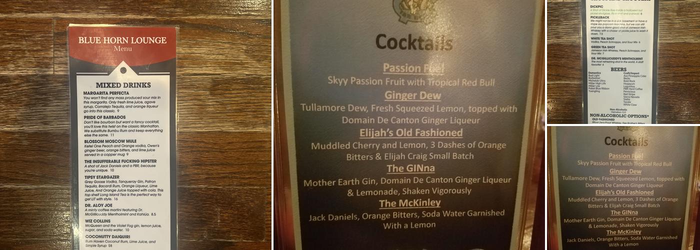 The Blue Horn Lounge Menu