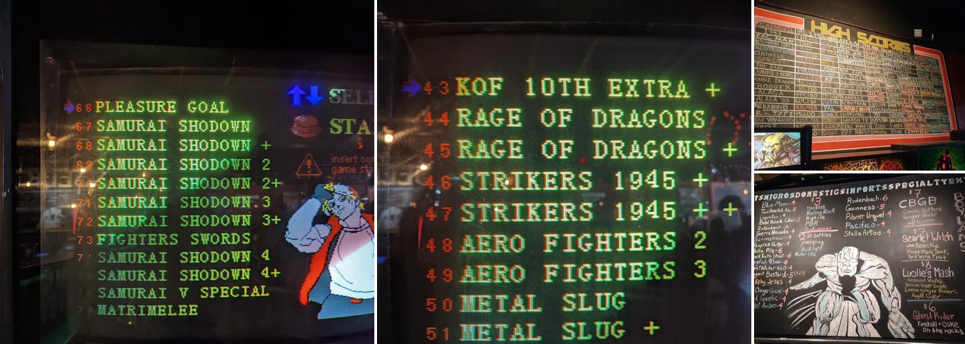 The Baxter Arcade Menu