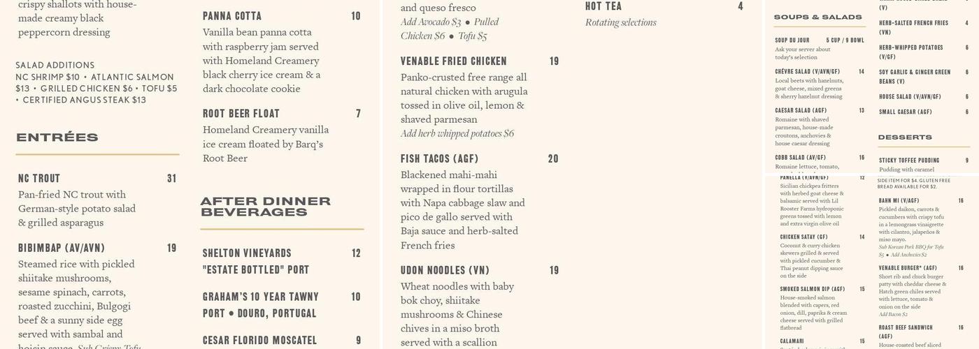 B-Side Lounge Menu