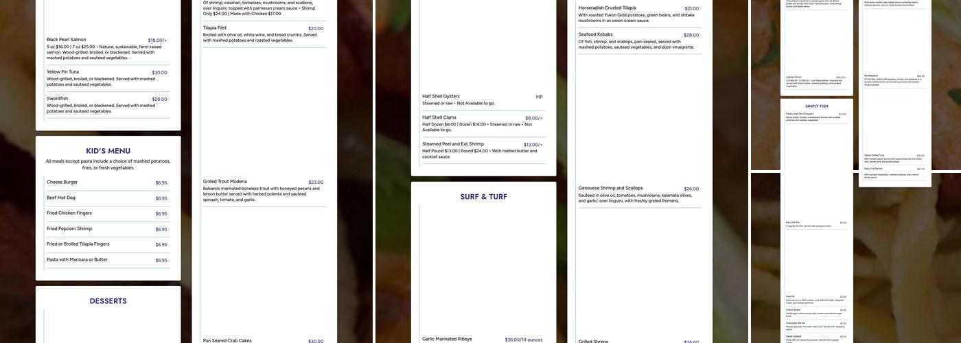 Squid's Restaurant Menu