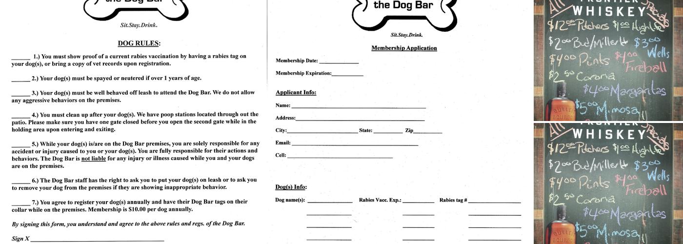 Dog Bar - Charlotte Menu