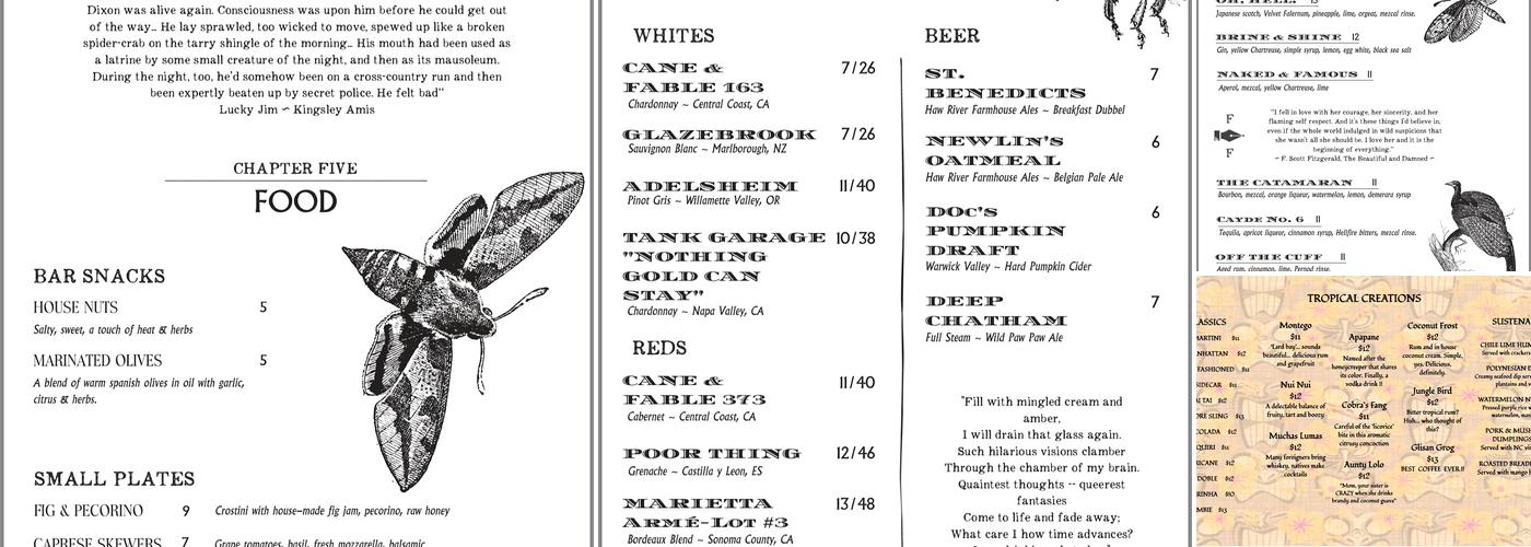 Fitzgerald & Faulkner Menu