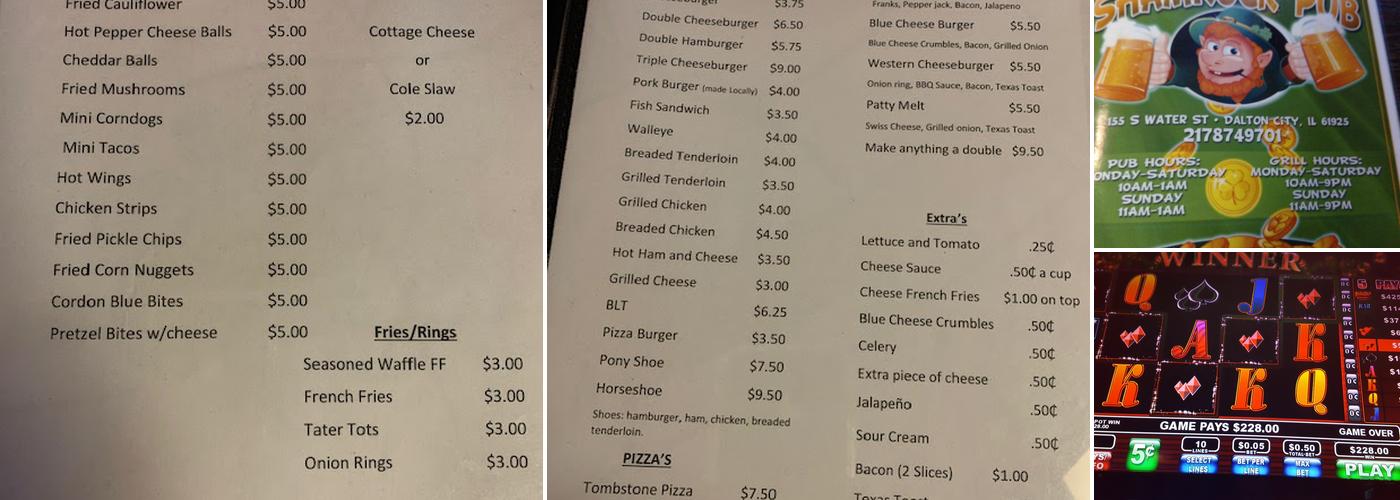 Shamrock Pub Menu