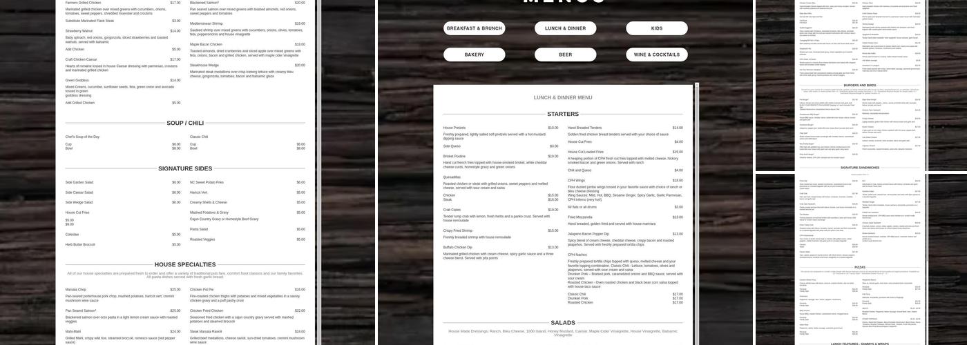 Craft Public House Menu