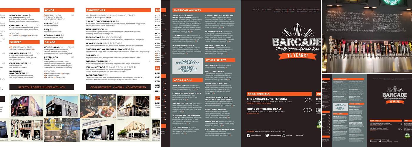 Barcade Menu