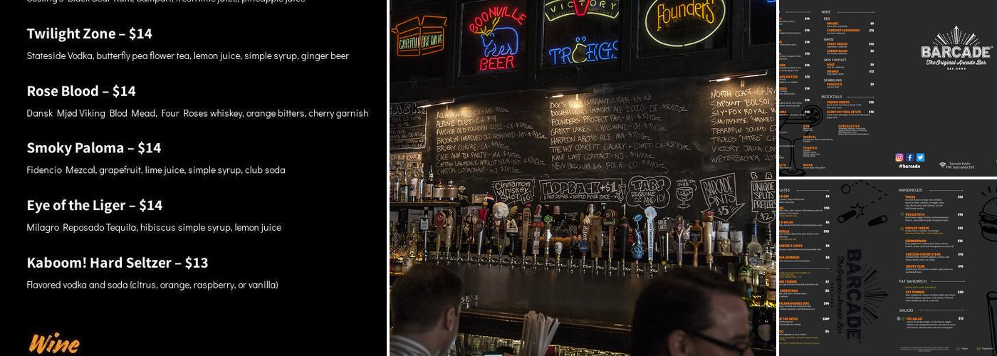 Barcade Menu