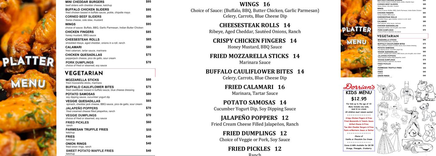 Dorrian's Jersey City Restaurant (Comedy Club, Sports Bar, Event Space) Menu