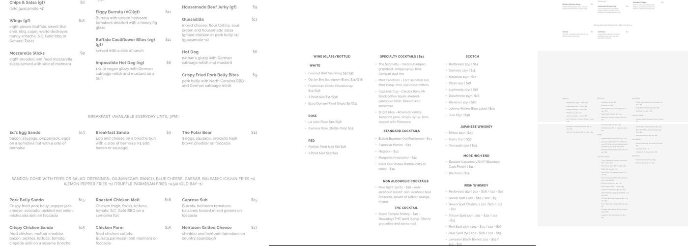 Ed & Mary's Menu